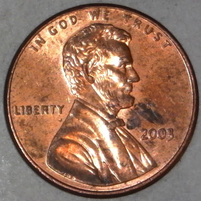 2003-P-Lincoln-Memorial-Cent-With-Nice-Column-Bar-DDR!-To-The-Left